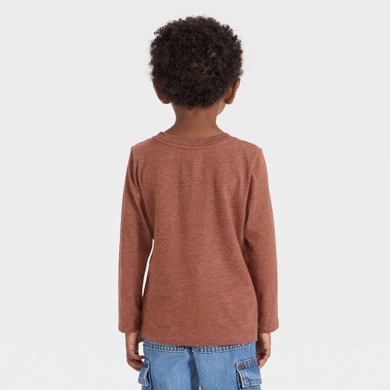 slide 2 of 3, Toddler Boys' Long Sleeve Knit T-Shirt - Cat & Jack™ Brown 18M, 1 ct
