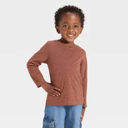Toddler Boys' Long Sleeve Knit T-Shirt - Cat & Jack™ Brown 2T