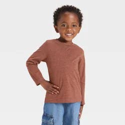 Toddler Boys' Long Sleeve Knit T-Shirt - Cat & Jack™ Brown 2T