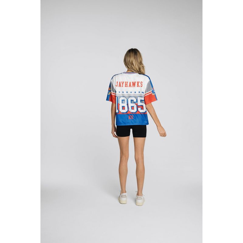 slide 3 of 4, NCAA Kansas Jayhawks Women's Crew Neck Mesh Jersey - M - Wild Collective, 1 ct