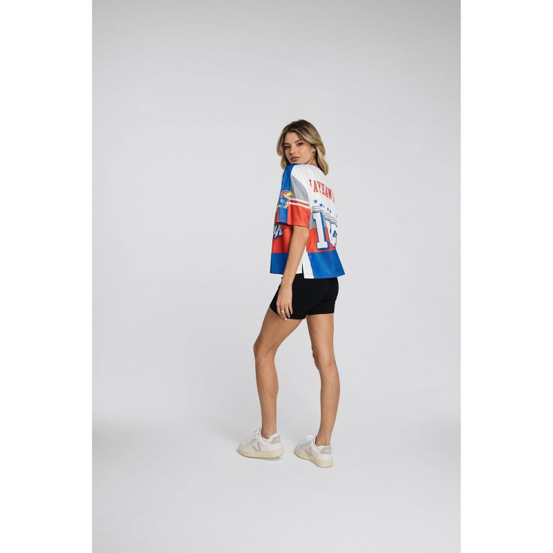 slide 2 of 4, NCAA Kansas Jayhawks Women's Crew Neck Mesh Jersey - XL - Wild Collective, 1 ct
