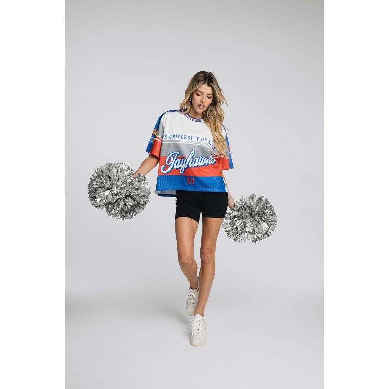slide 4 of 4, NCAA Kansas Jayhawks Women's Crew Neck Mesh Jersey - XL - Wild Collective, 1 ct