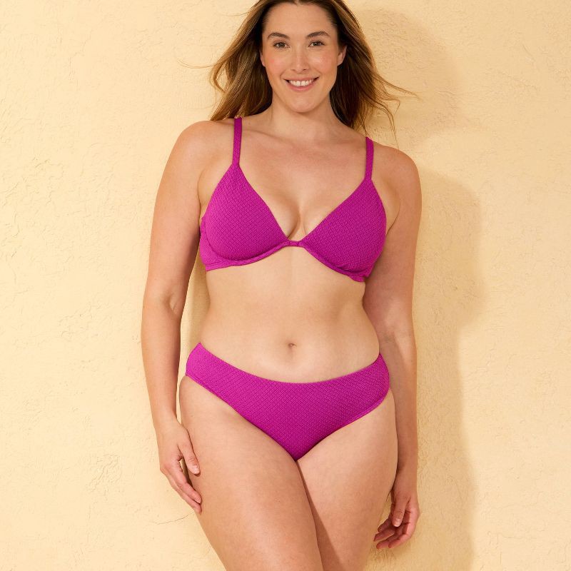 slide 5 of 5, Women's Jacquard Full Coverage Hipster Bikini Bottom - Shade & Shore™ Purple L, 1 ct