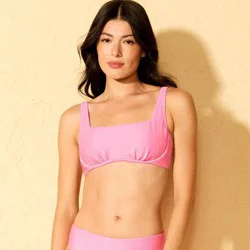 Women's Jacquard Square Neck Underwire Bikini Top - Shade & Shore™ Pink 32B