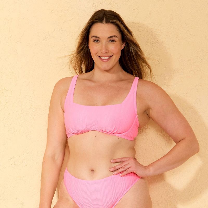 slide 4 of 5, Women's Jacquard Square Neck Underwire Bikini Top - Shade & Shore™ Pink 36C, 1 ct