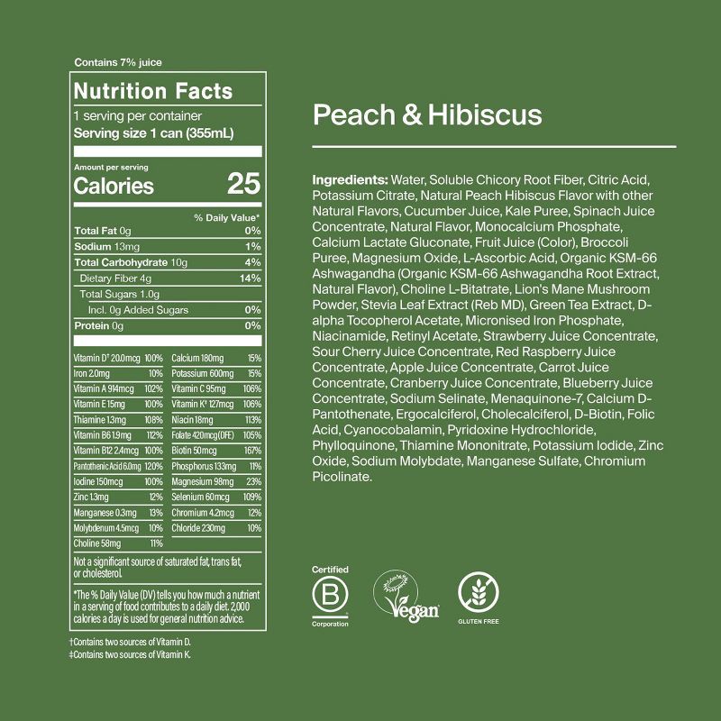 slide 4 of 8, Huel RTD Daily Greens Peach Hibiscus Drink - 12 fl oz, 12 fl oz