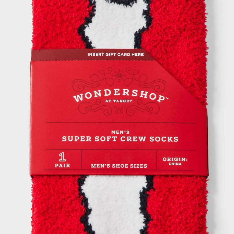 slide 3 of 3, Men's Vintage Santa Cozy Crew Socks - Wondershop™ Navy/Brown 6-12, 1 ct