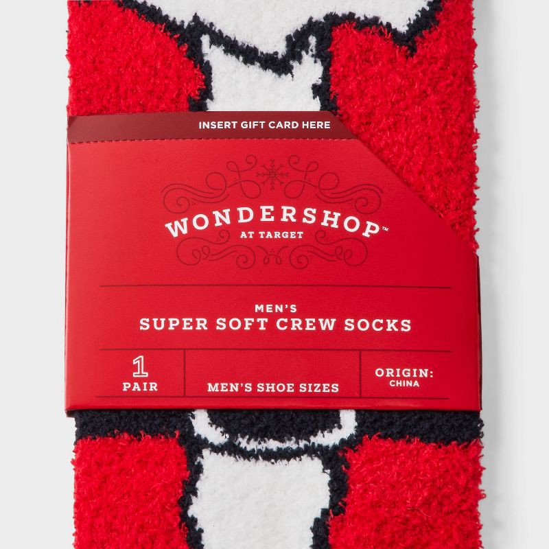 slide 3 of 3, Men's Vintage Santa Cozy Crew Socks - Wondershop™ Navy/Tan 6-12, 1 ct