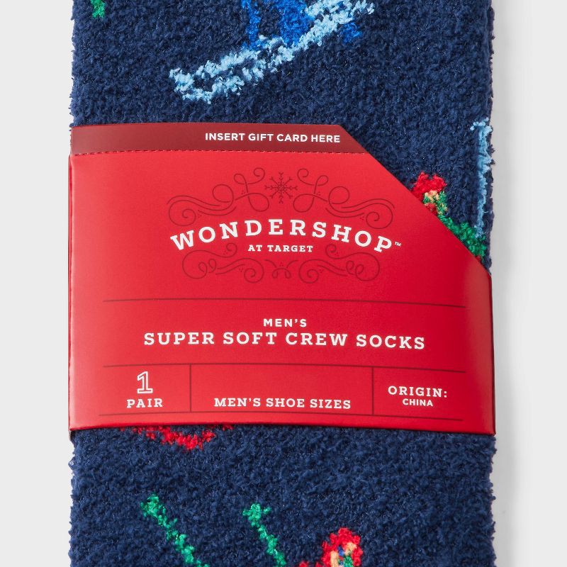 slide 3 of 3, Men's Skiers Cozy Crew Socks - Wondershop™ Navy 6-12, 1 ct