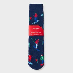 Men's Skiers Cozy Crew Socks - Wondershop™ Navy 6-12