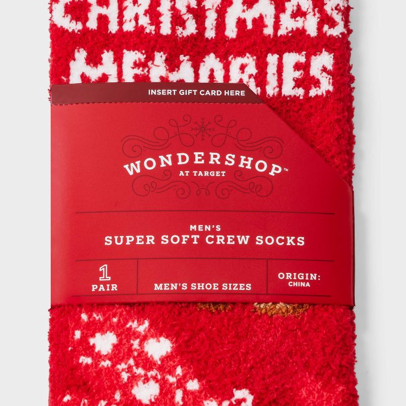 slide 3 of 3, Men's Baking Spirits Bright Cozy Crew Socks - Wondershop™ Burgundy 6-12, 1 ct