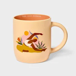 Be Rooted 16 fl oz Ceramic 'Own Your Mornining Yoga' Mug Peach Orange