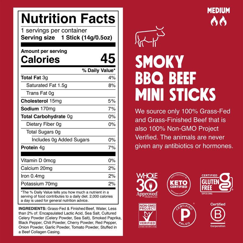 slide 3 of 7, Chomps Snack Sticks Smoky BBQ Seasoned Beef Mini Sticks - 7oz/14ct, 7 oz, 14 ct