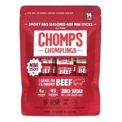Chomps Snack Sticks Smoky BBQ Seasoned Beef Mini Sticks - 7oz/14ct