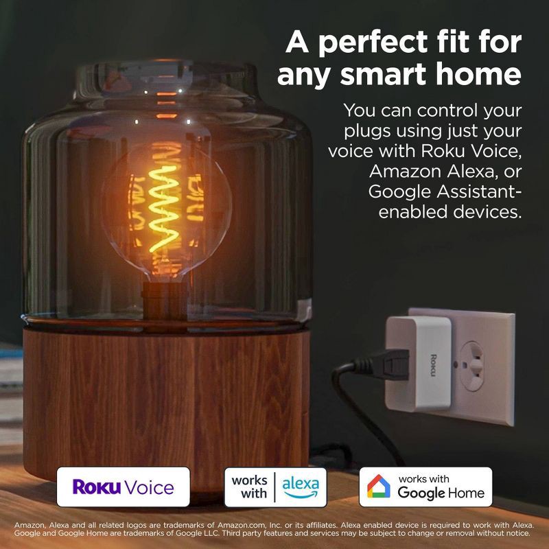 slide 3 of 6, Roku Smart Home Indoor Smart Plug 2-Pack with Custom Scheduling, Remote Power, & Voice Compatibility, 1 ct