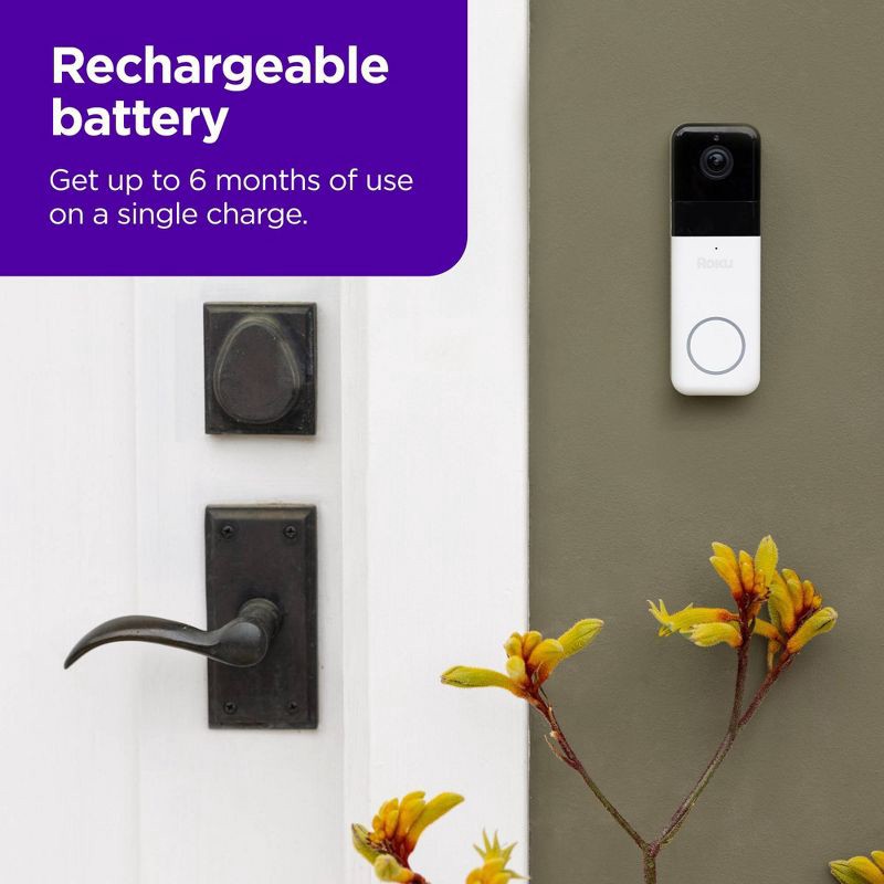 slide 4 of 6, Roku Wire-free Video Doorbell & Chime with Motion & Sound Detection, Remote Monitoring, 1440p HD Night Vision, 1 ct