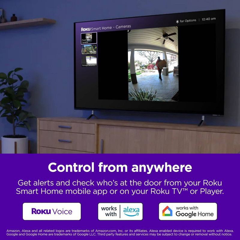 slide 5 of 6, Roku Wire-free Video Doorbell & Chime with Motion & Sound Detection, Remote Monitoring, 1440p HD Night Vision, 1 ct