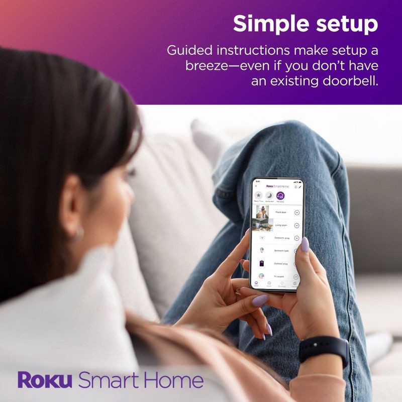 slide 6 of 6, Roku Wire-free Video Doorbell & Chime with Motion & Sound Detection, Remote Monitoring, 1440p HD Night Vision, 1 ct