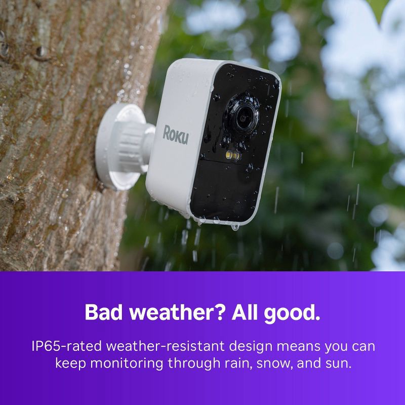 slide 6 of 11, Roku Battery Camera for Easy Home Monitoring – 1080p HD, Rechargeable, Weather-Resistant, Spotlight, Wi-Fi 6, 1 ct