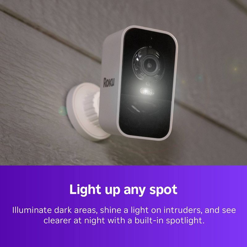 slide 8 of 11, Roku Battery Camera for Easy Home Monitoring – 1080p HD, Rechargeable, Weather-Resistant, Spotlight, Wi-Fi 6, 1 ct