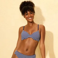Women's Pucker Striped Underwire Bikini Top - Shade & Shore™ Blue 38DD