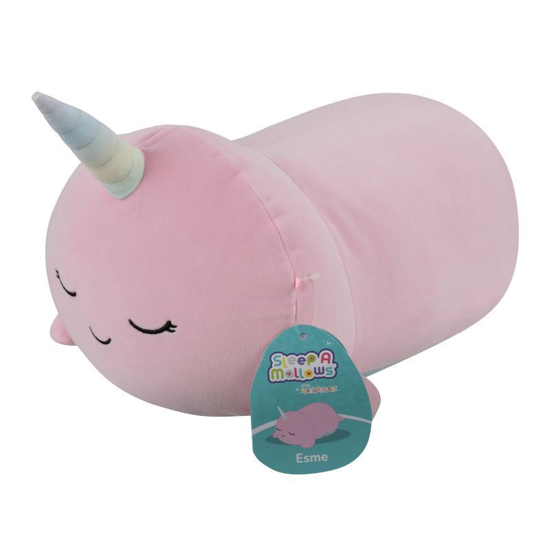slide 2 of 12, Squishmallows 8" Weighted Esme Pink Narwhal Fuzzy Rainbow Belly Sleepmallow Stuffed Animal, 1 ct