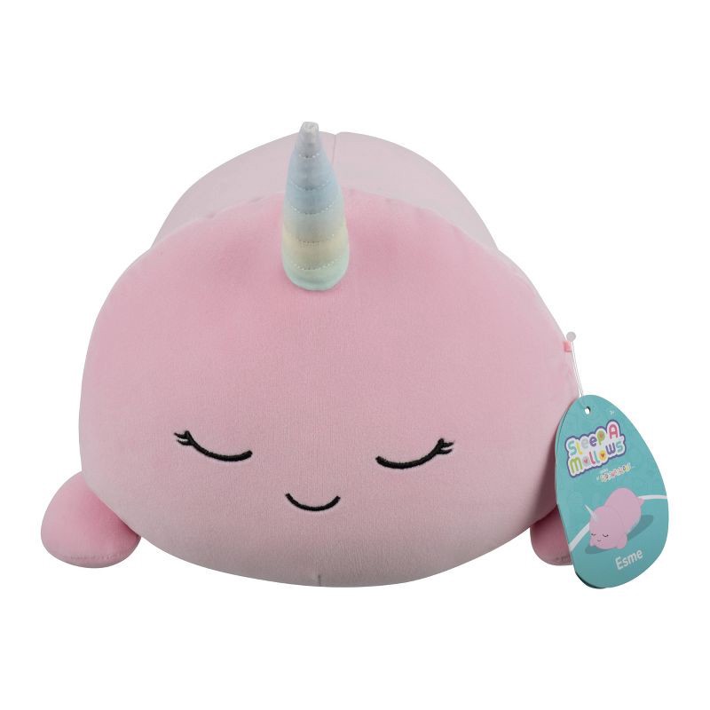 slide 4 of 12, Squishmallows 8" Weighted Esme Pink Narwhal Fuzzy Rainbow Belly Sleepmallow Stuffed Animal, 1 ct