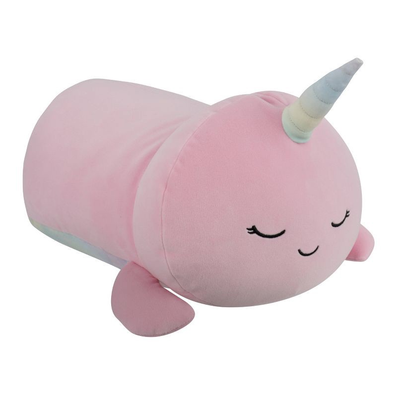 slide 5 of 12, Squishmallows 8" Weighted Esme Pink Narwhal Fuzzy Rainbow Belly Sleepmallow Stuffed Animal, 1 ct