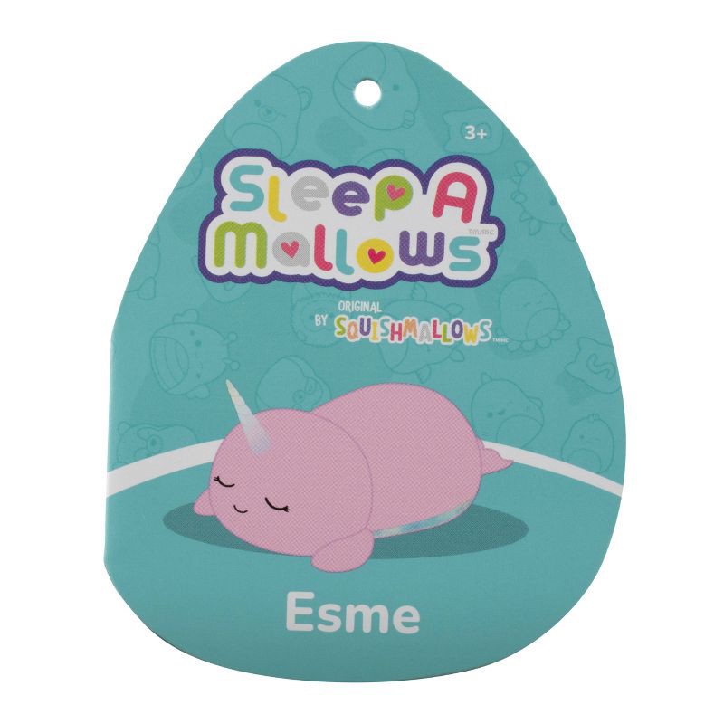 slide 10 of 12, Squishmallows 8" Weighted Esme Pink Narwhal Fuzzy Rainbow Belly Sleepmallow Stuffed Animal, 1 ct