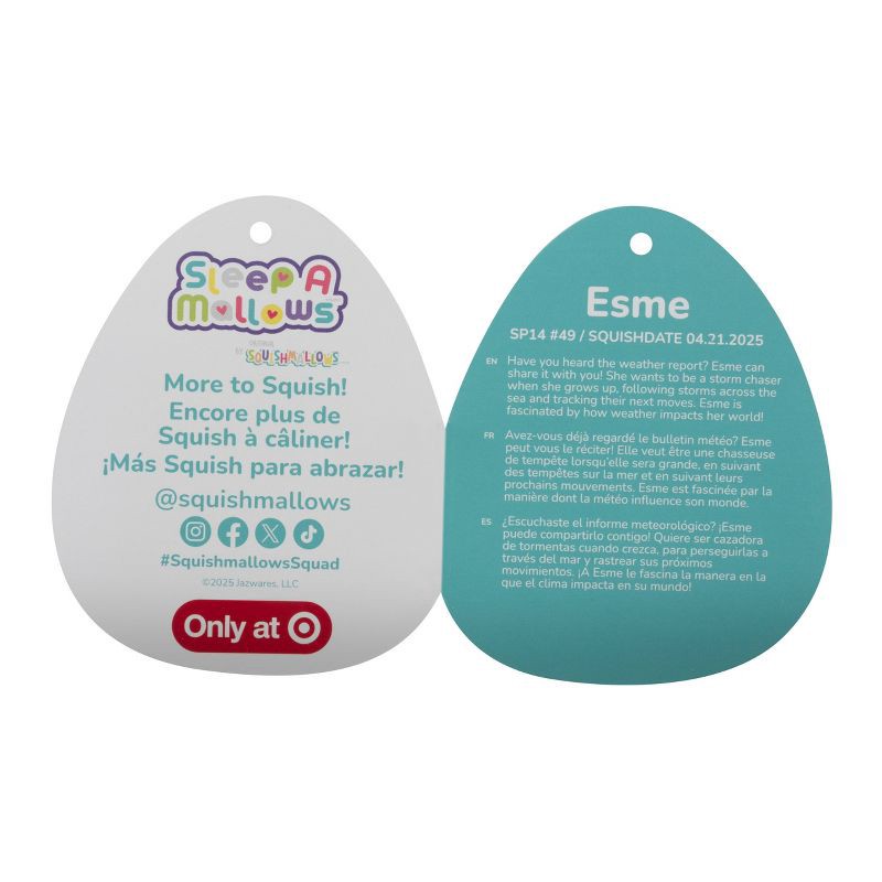 slide 11 of 12, Squishmallows 8" Weighted Esme Pink Narwhal Fuzzy Rainbow Belly Sleepmallow Stuffed Animal, 1 ct