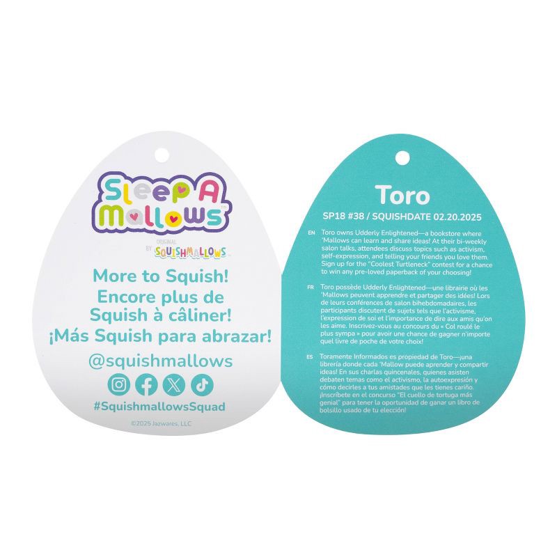 slide 11 of 11, Squishmallows 18" Jumbo Toro Blue Highland Cow Fuzzy Belly Sleepamallow Stuffed Animal, 1 ct