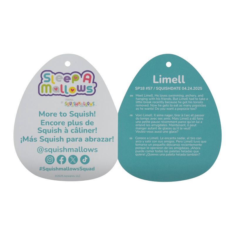 slide 11 of 11, Squishmallows 18" Jumbo Limell Green Frog with Blue Spots Sleepamallow Stuffed Animal, 1 ct