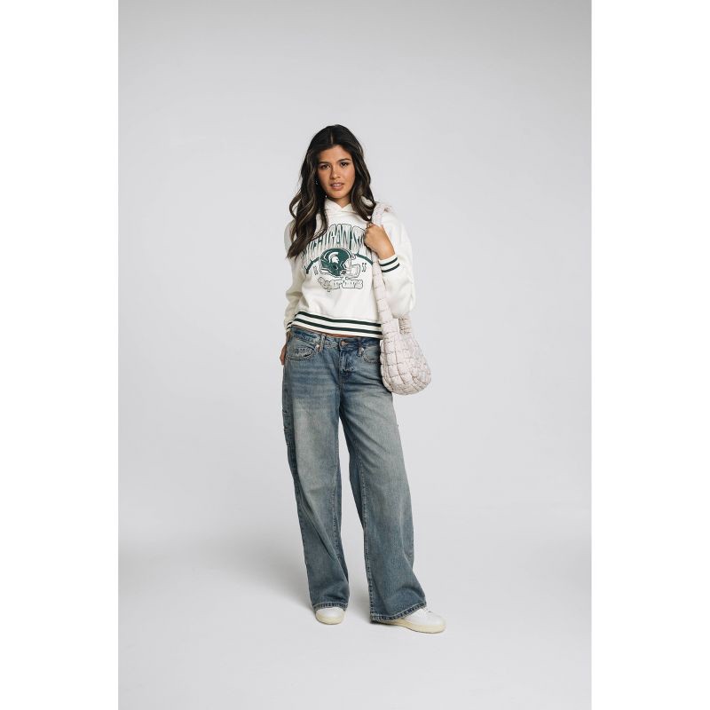 slide 3 of 3, NCAA Michigan State Spartans Women's Cropped Hooded Sweatshirt - L - Wild Collective, 1 ct