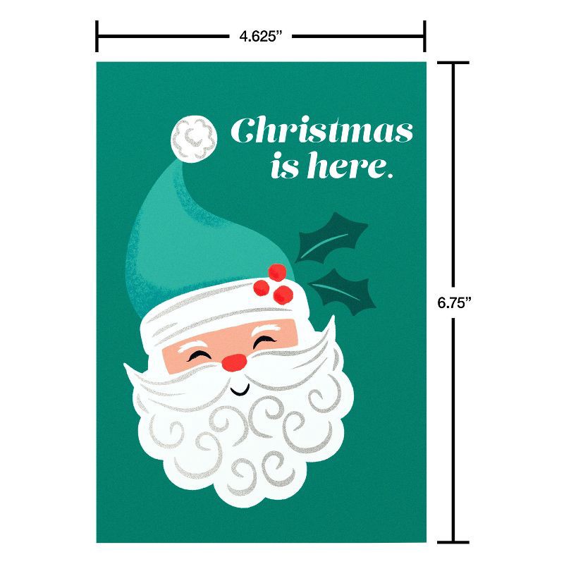 slide 5 of 5, Carlton Cards Christmas Card Christmas is Here Cheerful Santa Includes Envelope, 1 ct