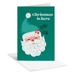 Carlton Cards Christmas Card Christmas is Here Cheerful Santa Includes Envelope