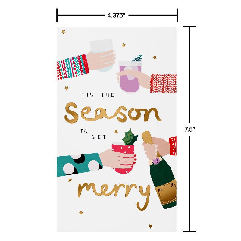 slide 4 of 4, Carlton Cards Christmas Money and Gift Card Holder Tis the Season to Get Merry, 1 ct