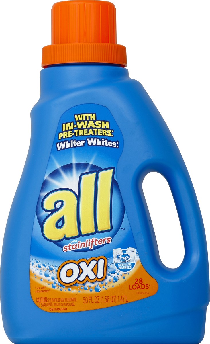 slide 2 of 2, All Liquid Laundry Detergent With Oxi Stain Removers And Whiteners , 50 fl oz