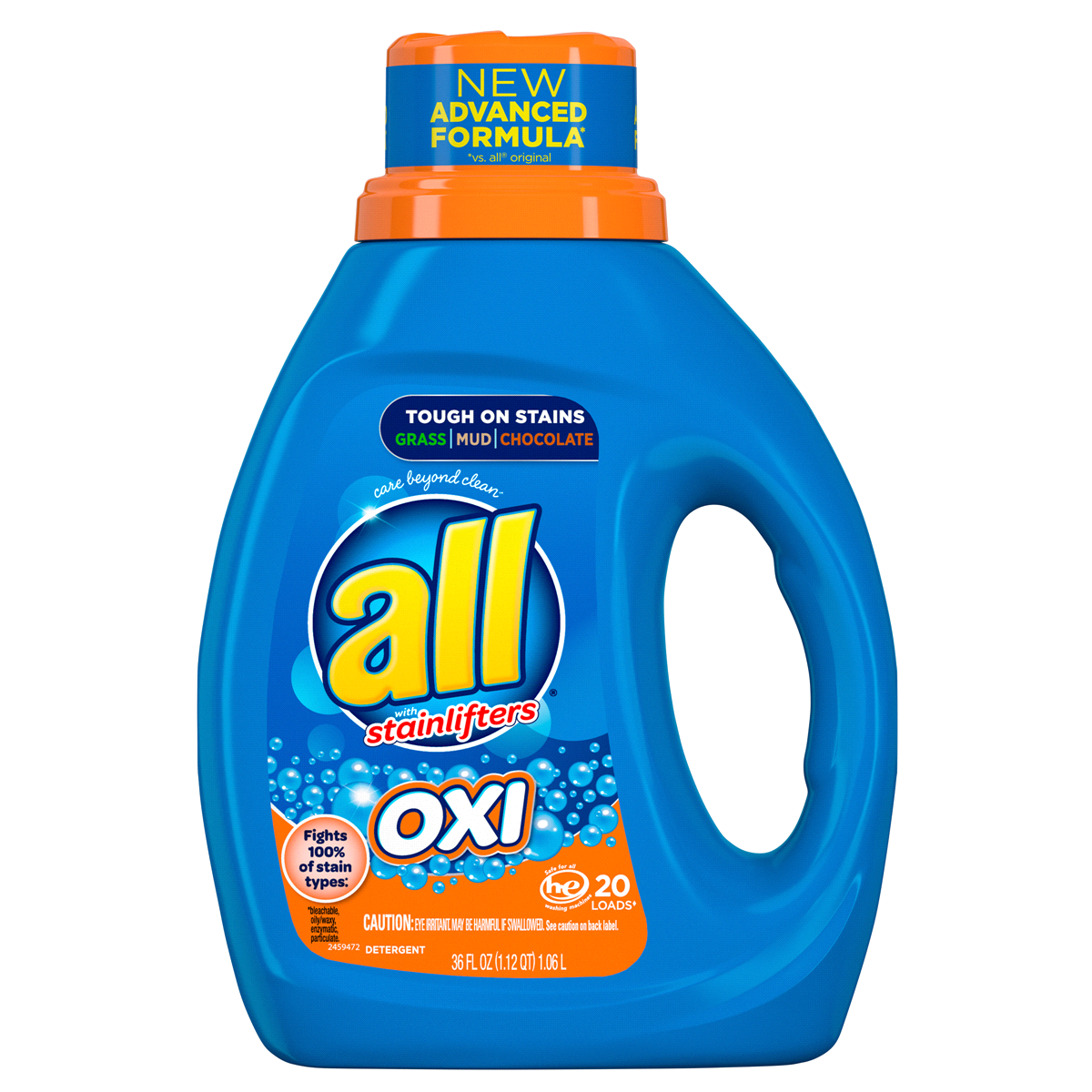 slide 1 of 2, All Liquid Laundry Detergent With Oxi Stain Removers And Whiteners , 50 fl oz