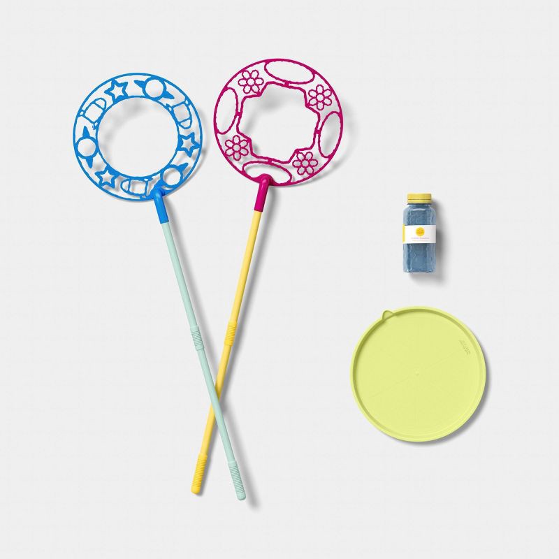 slide 1 of 3, Giant Bubble Wands - 2pk with 8 fl oz Play Sprinkler - Sun Squad™, 2 ct; 8 fl oz