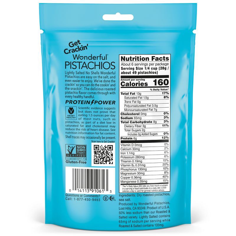 slide 7 of 8, Wonderful No Shell Lightly Salted Pistachios - 6oz, 6 oz