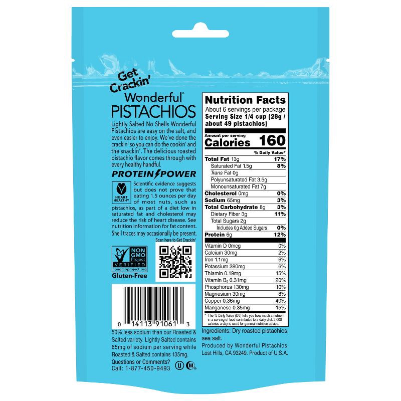 slide 7 of 8, Wonderful No Shell Lightly Salted Pistachios - 6oz, 6 oz