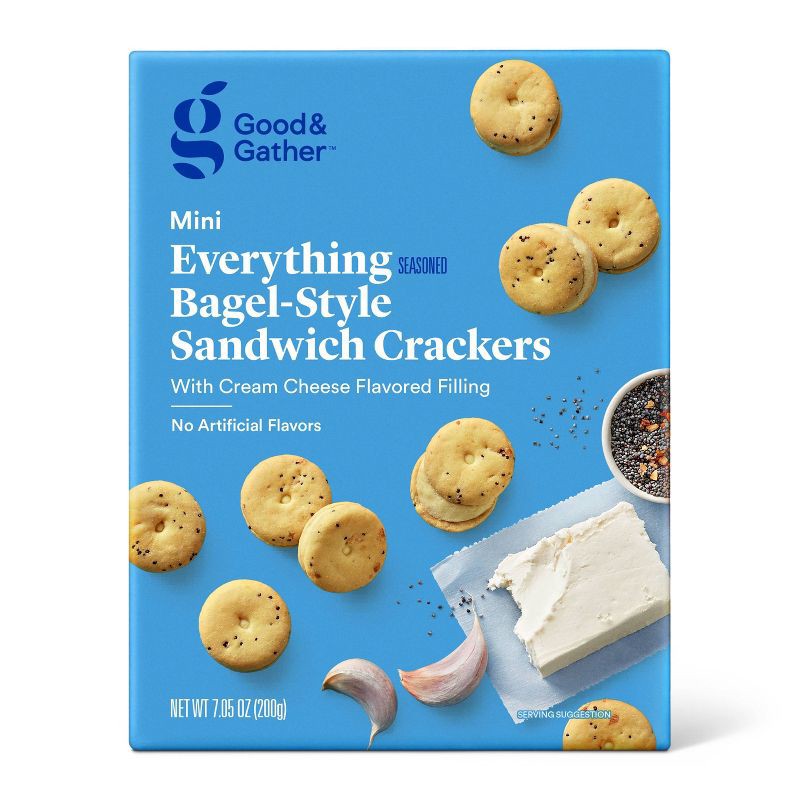 slide 1 of 5, Mini Everything Bagel Sandwich Crackers - 7.05oz - Good & Gather™, 7.05 oz