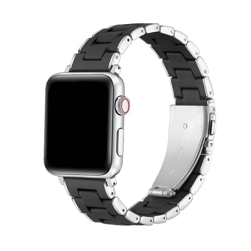 slide 1 of 4, Posh Tech Orla Silicone Steel Band for Apple Watch - Black, 1 ct
