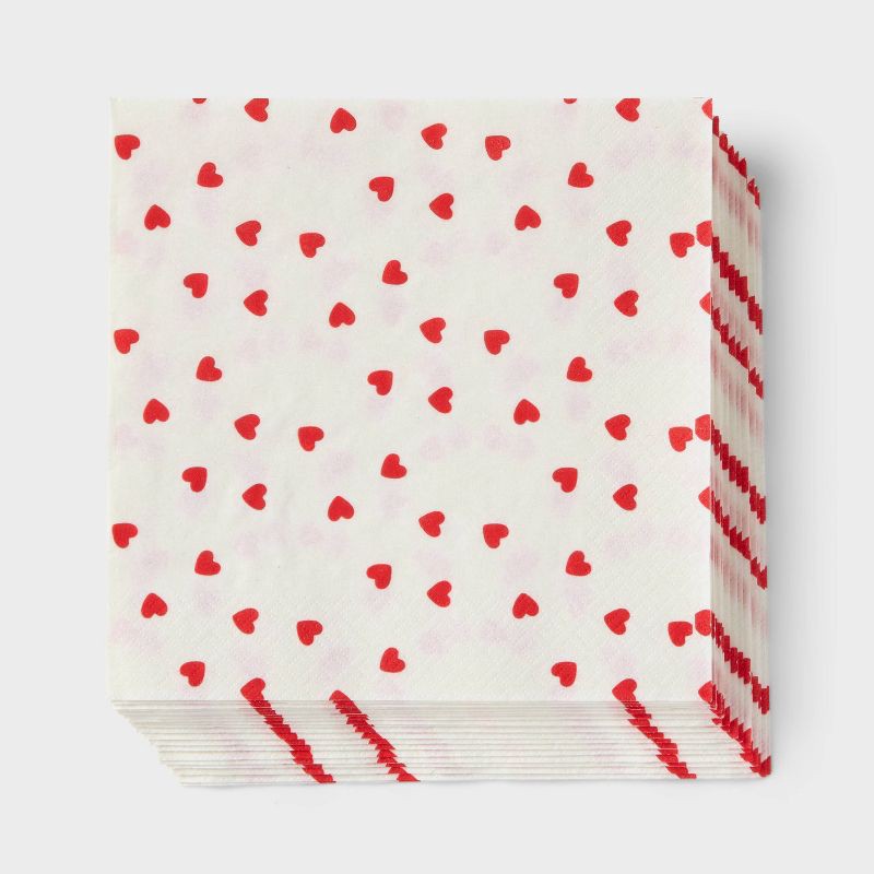 slide 1 of 3, 20ct Valentine's Day Heart Print Lunch Napkins - Spritz™, 20 ct