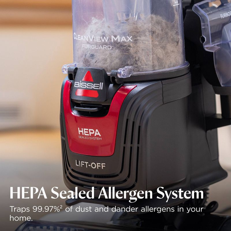 slide 8 of 12, BISSELL CleanView Max FurGuard LiftOff Pet Hair Pick-Up Vacuum Cleaner 4243 25' 11.7" Black, 1 ct