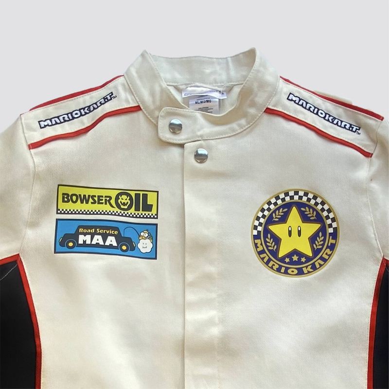 slide 3 of 3, Mario Kart Canvas Racing Jacket Kids - White M/L, 1 ct