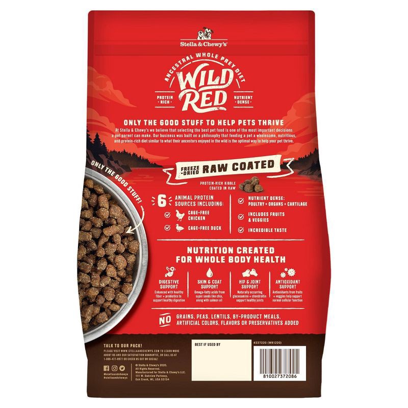 slide 3 of 5, Stella & Chewy's Chicken and Turkey Flavor Wild Red Raw Coated Grain and Legume Free Dry Dog Food - 3.5lbs, 3.5 lb