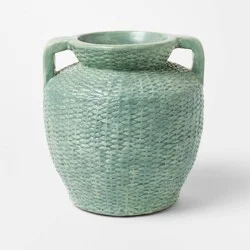 Threshold designed w/Studio McGee Large Woven Texture Ceramic Vase Blue - Threshold™ designed with Studio McGee