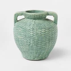Threshold designed w/Studio McGee Small Woven Texture Ceramic Vase Blue - Threshold™ designed with Studio McGee