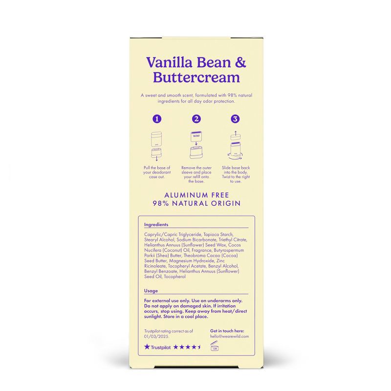 slide 6 of 6, Wild Cosmetics Aluminum-Free Deodorant Refill with Ghost Case - Vanilla Bean & Buttercream - 1.4oz, 1.4 oz
